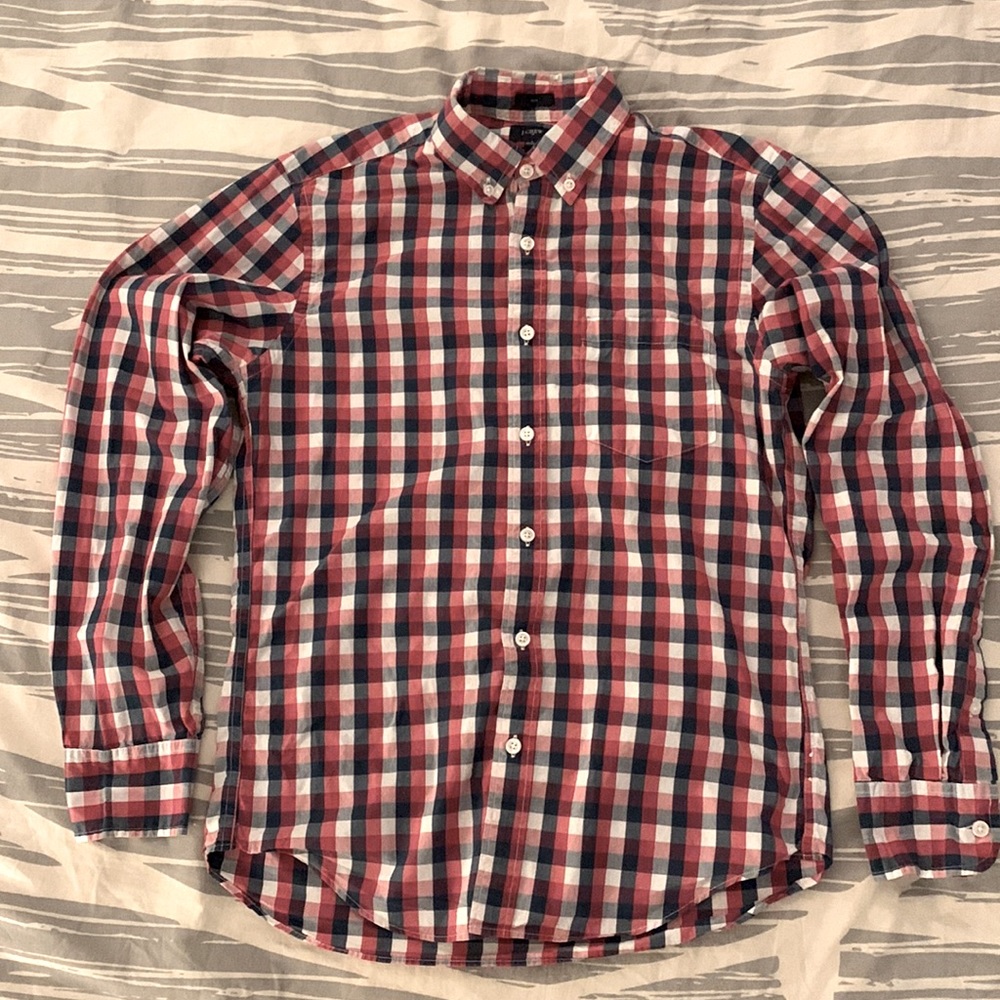 J. Crew blue and red checked shirt